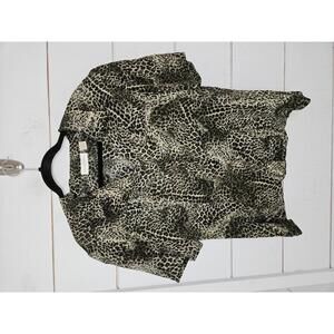Dana Buchman size 14 green tan & black animal print blouse
